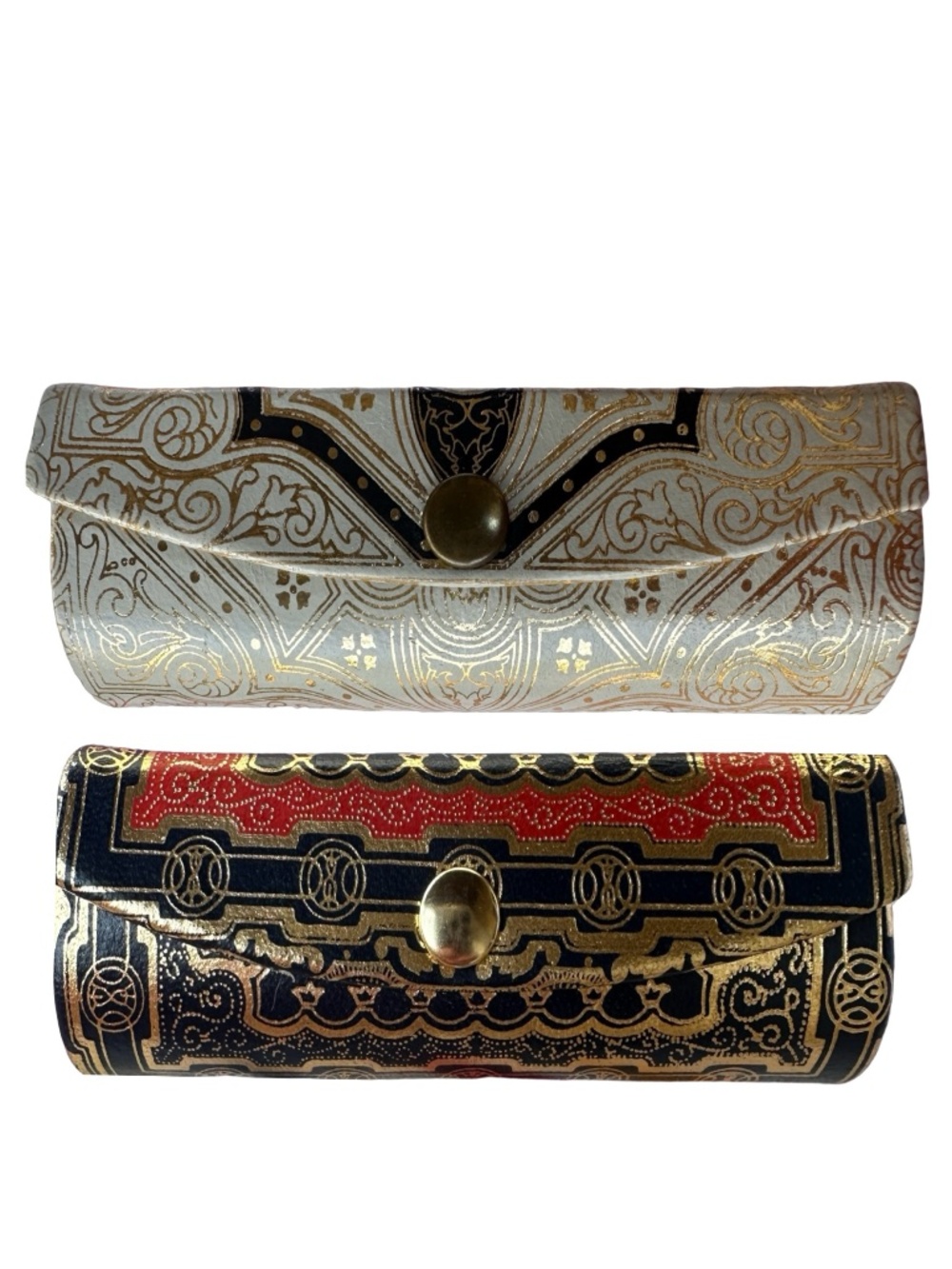 Vintage Fiocchi Italy Leather Lipstick Case Holder Built In Mirror 2 Piece Italy